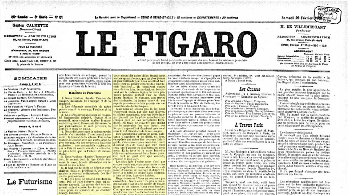 Il Manifesto futurista di Filippo Tommaso Marinetti: temi, analisi e significato dei punti cardine